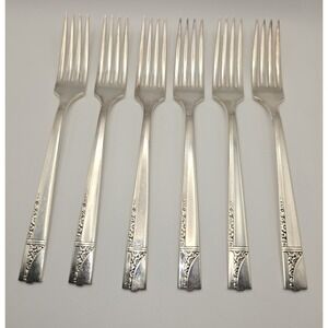 ONEIDA Nobility‎ Plate Caprice Set Of 6 Regular Forks 7.5" Long -939